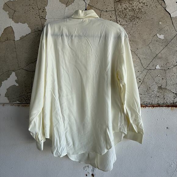 Vintage Blouse with Crochet Lace Vest Cream USA Made 90s Prairie Minimalist Top - Picture 6 of 6